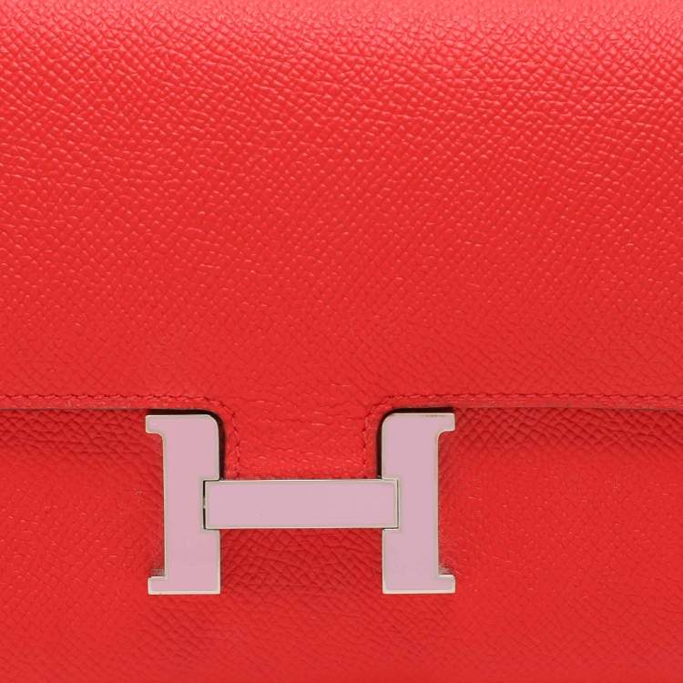 Pre Owned Hermes Red Epsom Leather Constance Long Wallet