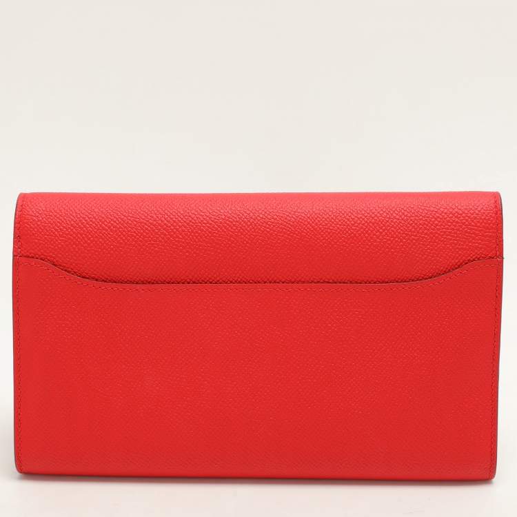 Pre Owned Hermes Red Epsom Leather Constance Long Wallet