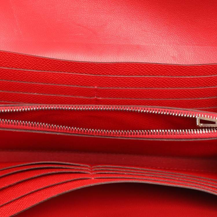Pre Owned Hermes Red Epsom Leather Constance Long Wallet