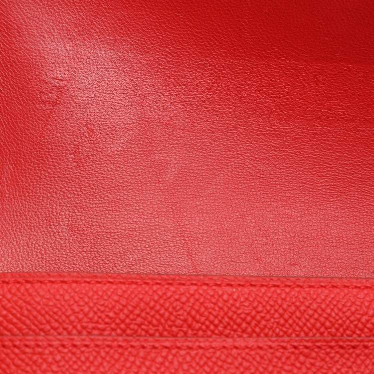 Pre Owned Hermes Red Epsom Leather Constance Long Wallet
