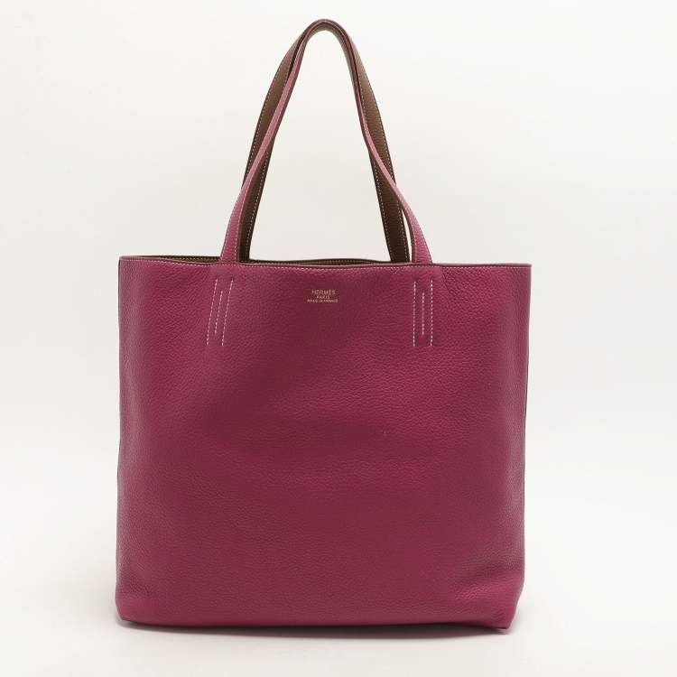 Pre Owned Hermes Tosca/Alizan Togo Leather Double Sens Tote