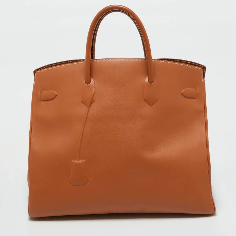 Pre Owned Hermes Gold Swift Leather Shadow Birkin 40 Bag