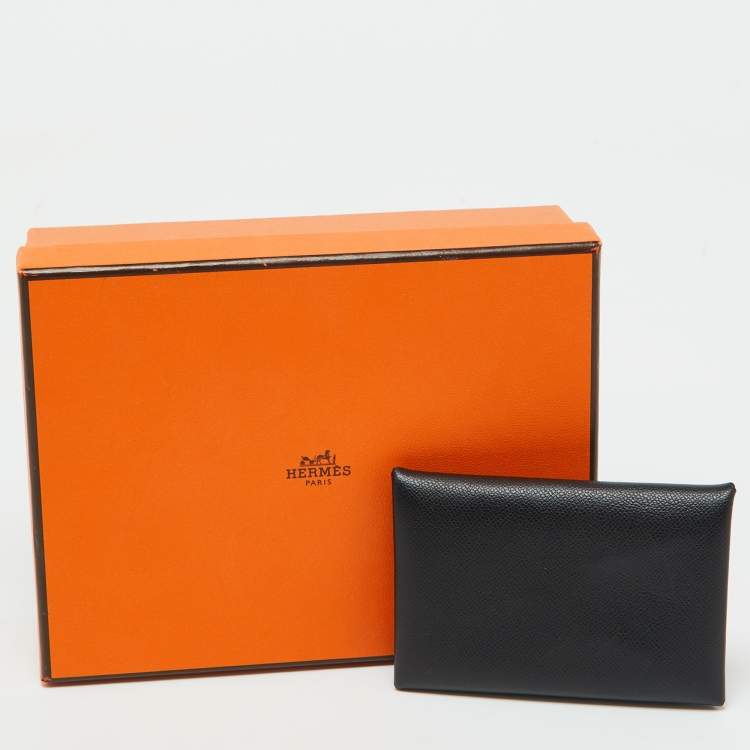Pre Owned Hermes Black Madame Leather Calvi Card Holder