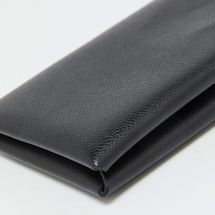 Pre Owned Hermes Black Madame Leather Calvi Card Holder