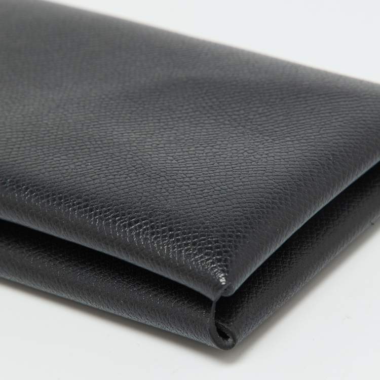 Pre Owned Hermes Black Madame Leather Calvi Card Holder