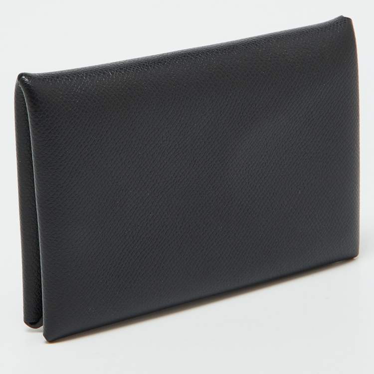 Pre Owned Hermes Black Madame Leather Calvi Card Holder