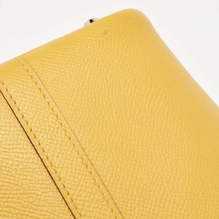 Pre Owned Hermes Jaune Ambre/Brique/Blanc Epsom Leather Picotin Lock Tressage 18 Bag