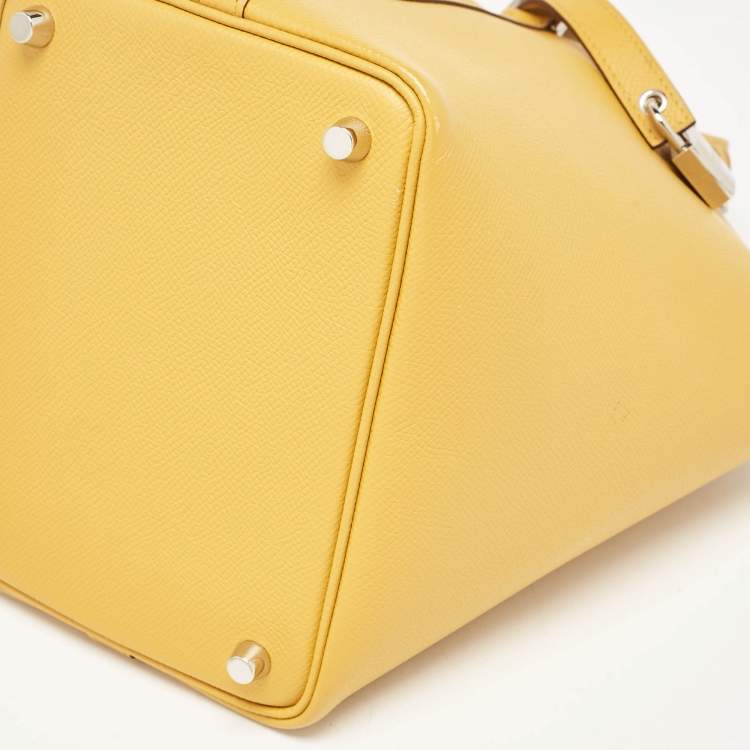 Pre Owned Hermes Jaune Ambre/Brique/Blanc Epsom Leather Picotin Lock Tressage 18 Bag