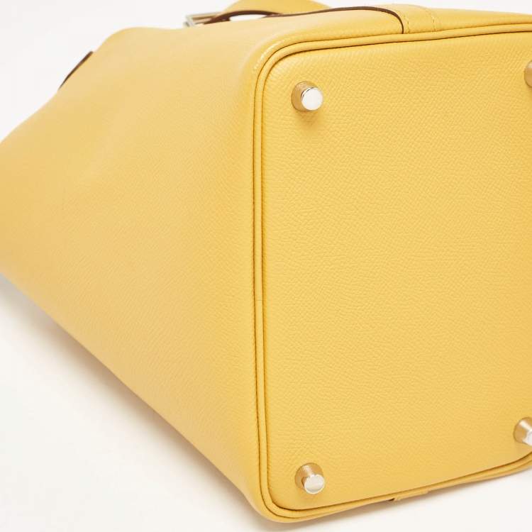 Pre Owned Hermes Jaune Ambre/Brique/Blanc Epsom Leather Picotin Lock Tressage 18 Bag