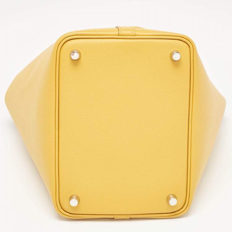 Pre Owned Hermes Jaune Ambre/Brique/Blanc Epsom Leather Picotin Lock Tressage 18 Bag