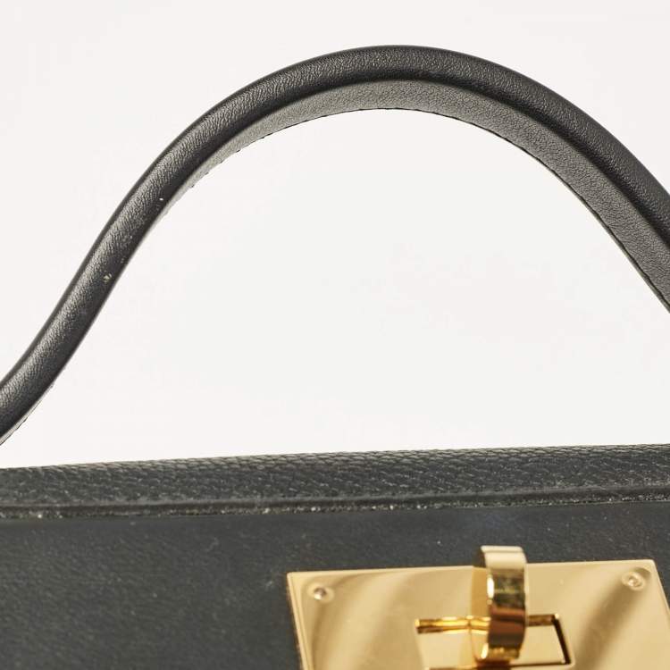Pre Owned Hermes Noir Taurillon Maurice and Swift Leather Gold Finish 24/24 29 Bag