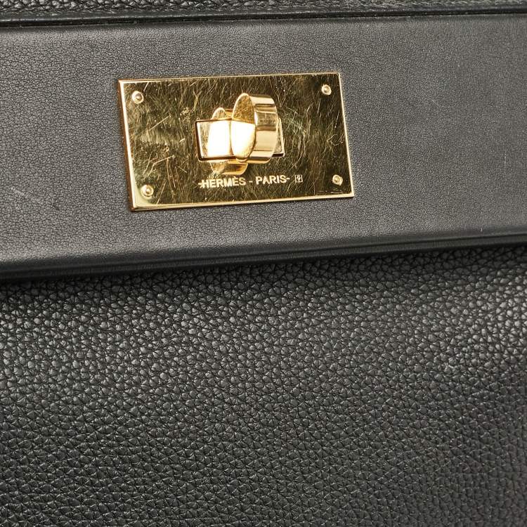 Pre Owned Hermes Noir Taurillon Maurice and Swift Leather Gold Finish 24/24 29 Bag