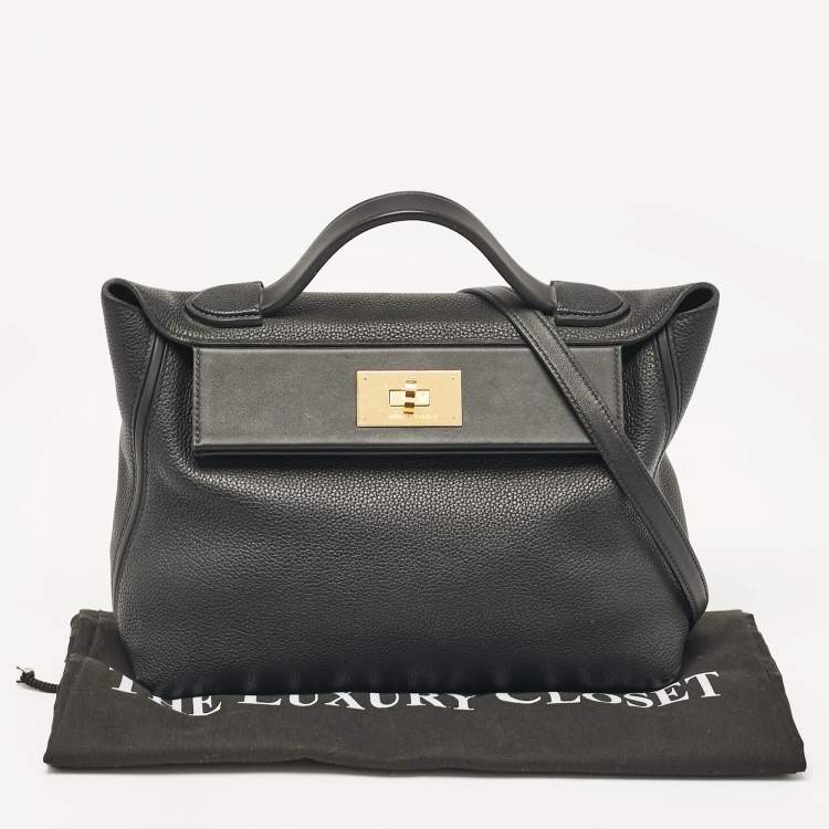 Pre Owned Hermes Noir Taurillon Maurice and Swift Leather Gold Finish 24/24 29 Bag