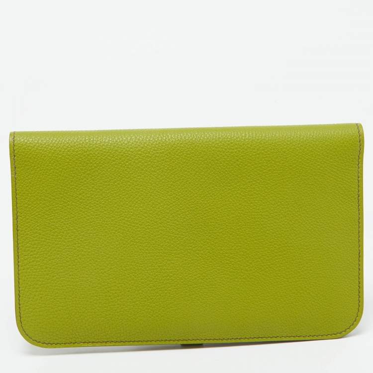 Pre Owned Hermes Anis Green Taurillon Togo Leather Dogon Duo Wallet