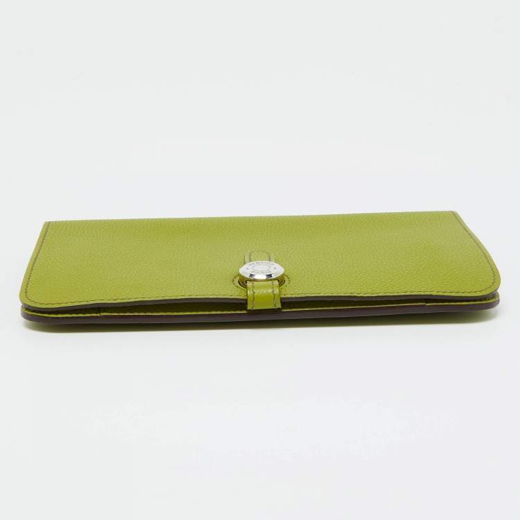 Pre Owned Hermes Anis Green Taurillon Togo Leather Dogon Duo Wallet