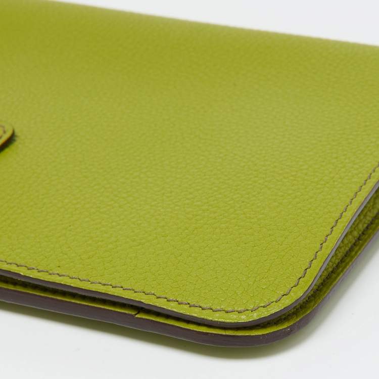 Pre Owned Hermes Anis Green Taurillon Togo Leather Dogon Duo Wallet