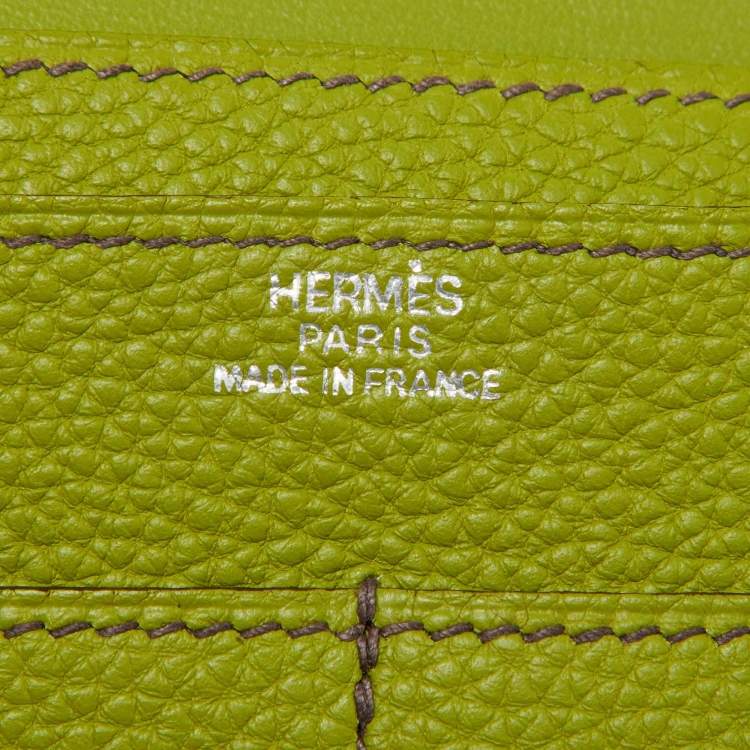 Pre Owned Hermes Anis Green Taurillon Togo Leather Dogon Duo Wallet