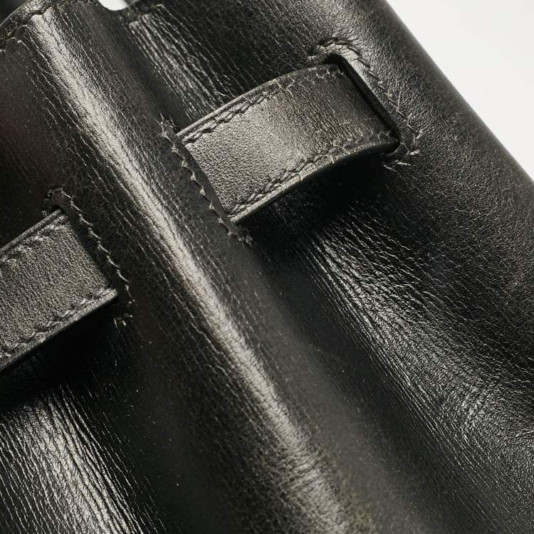 Pre Owned Hermes Noir Box Leather Gold Finish Birkin 35 Bag