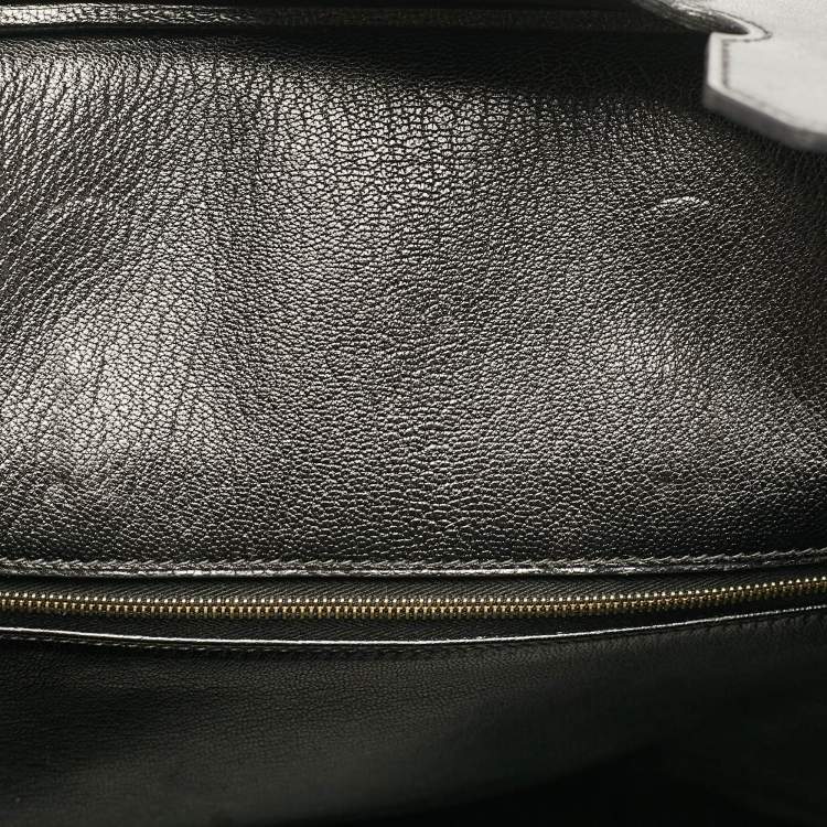 Pre Owned Hermes Noir Box Leather Gold Finish Birkin 35 Bag