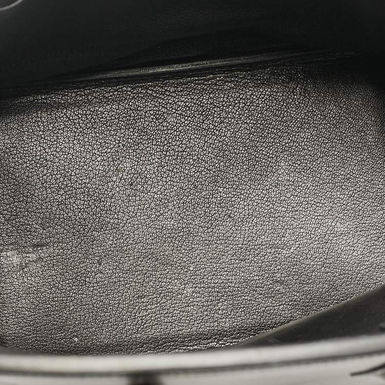 Pre Owned Hermes Noir Box Leather Gold Finish Birkin 35 Bag