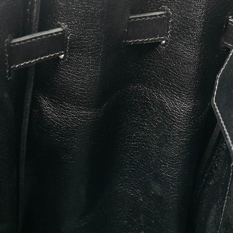 Pre Owned Hermes Noir Box Leather Gold Finish Birkin 35 Bag