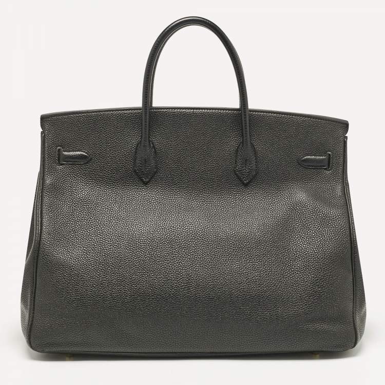 Pre Owned Hermes Noir Togo Leather Gold Finish Birkin 40 Bag