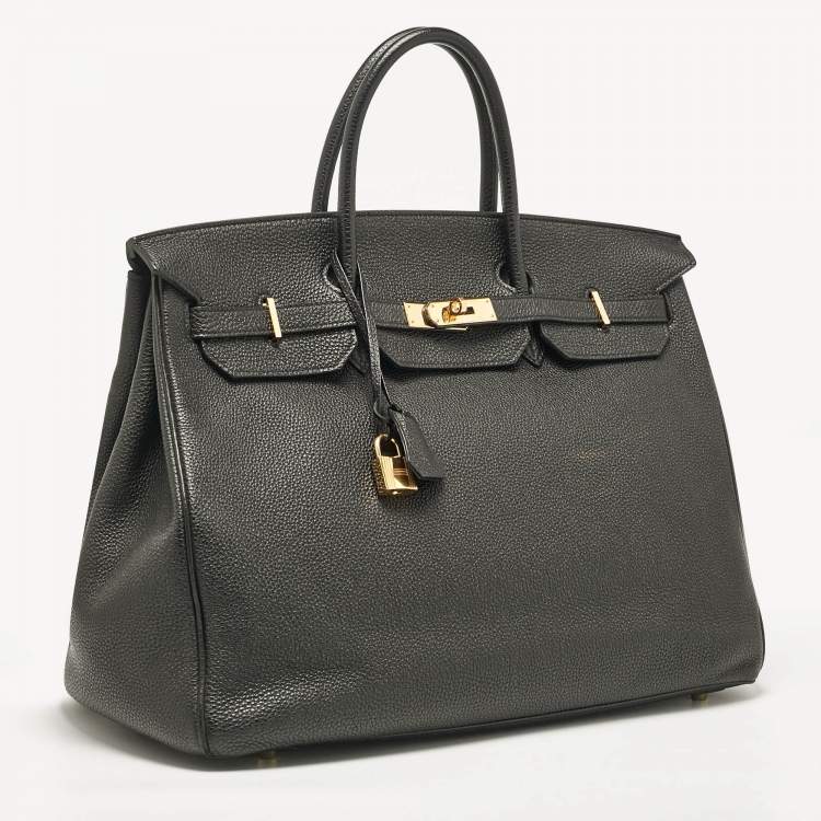 Pre Owned Hermes Noir Togo Leather Gold Finish Birkin 40 Bag
