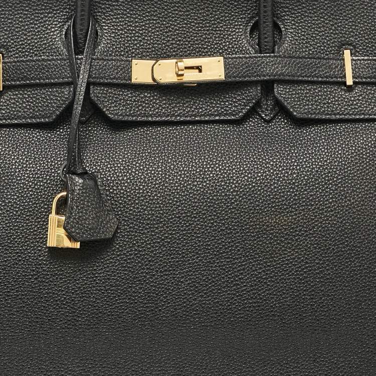 Pre Owned Hermes Noir Togo Leather Gold Finish Birkin 40 Bag
