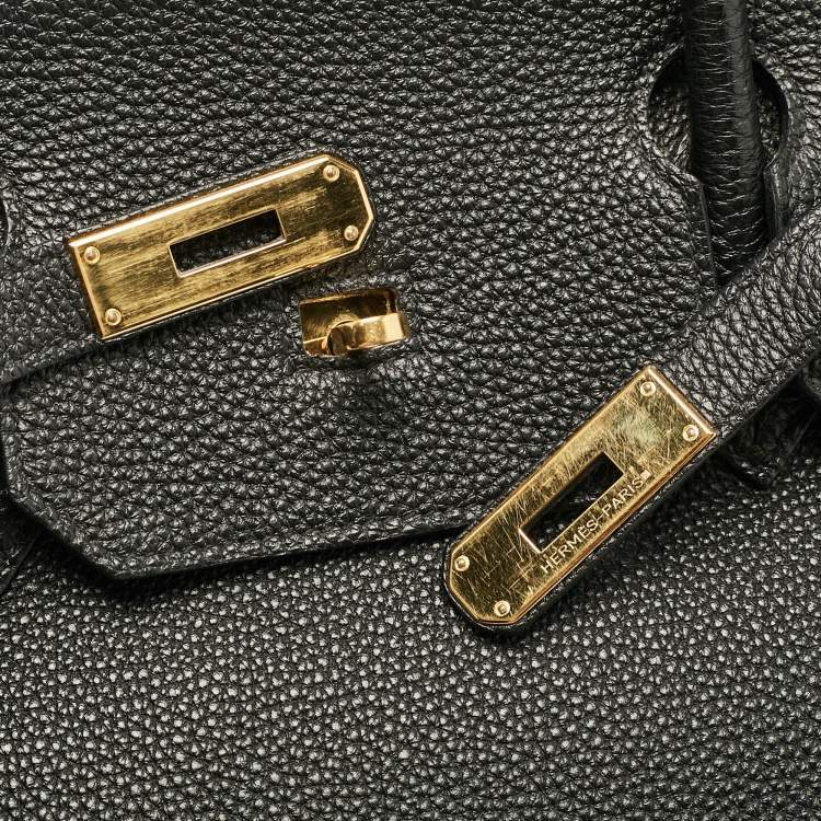 Pre Owned Hermes Noir Togo Leather Gold Finish Birkin 40 Bag