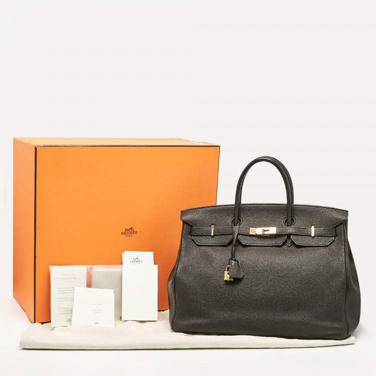 Pre Owned Hermes Noir Togo Leather Gold Finish Birkin 40 Bag