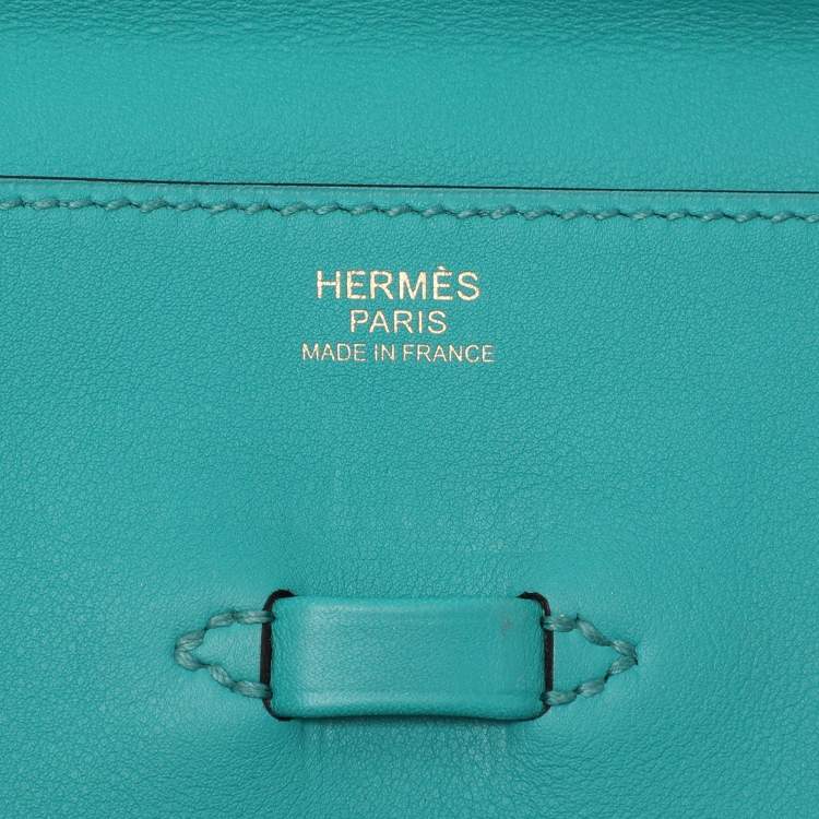 Pre Owned Hermes Blue Paon Swift Leather Pliplat Clutch