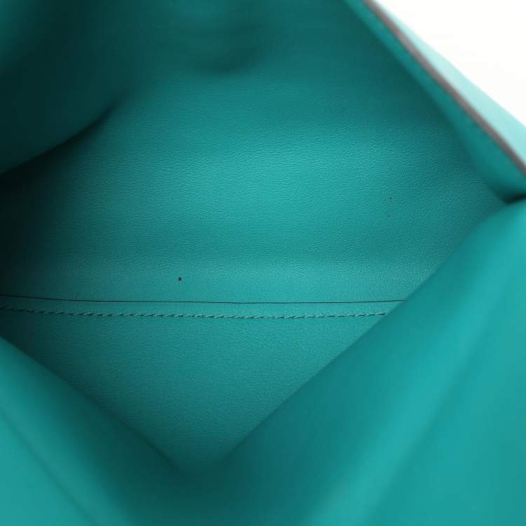 Pre Owned Hermes Blue Paon Swift Leather Pliplat Clutch