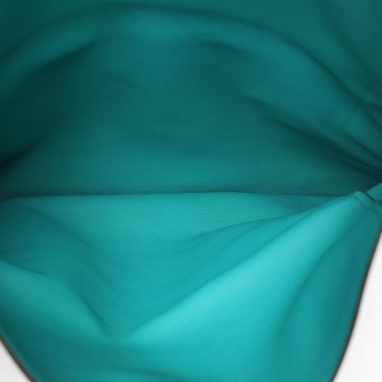 Pre Owned Hermes Blue Paon Swift Leather Pliplat Clutch