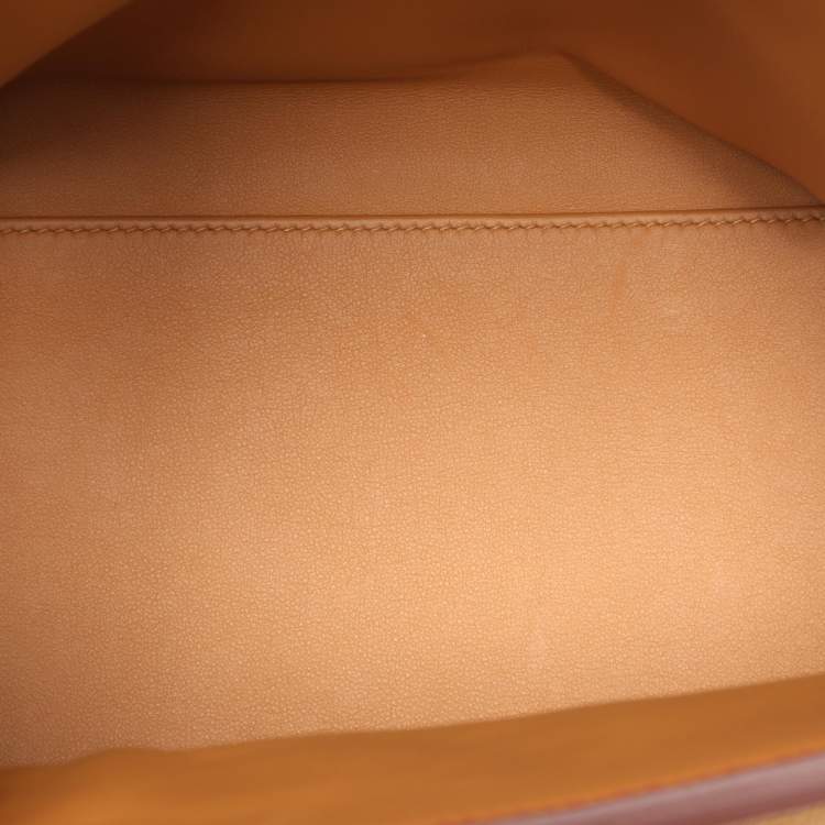 Pre Owned Hermes Jaune Ambre Togo and Swift Leather Gold Tone Finish 24/24 29 Bag