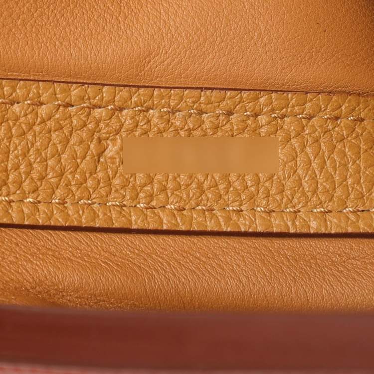 Pre Owned Hermes Jaune Ambre Togo and Swift Leather Gold Tone Finish 24/24 29 Bag