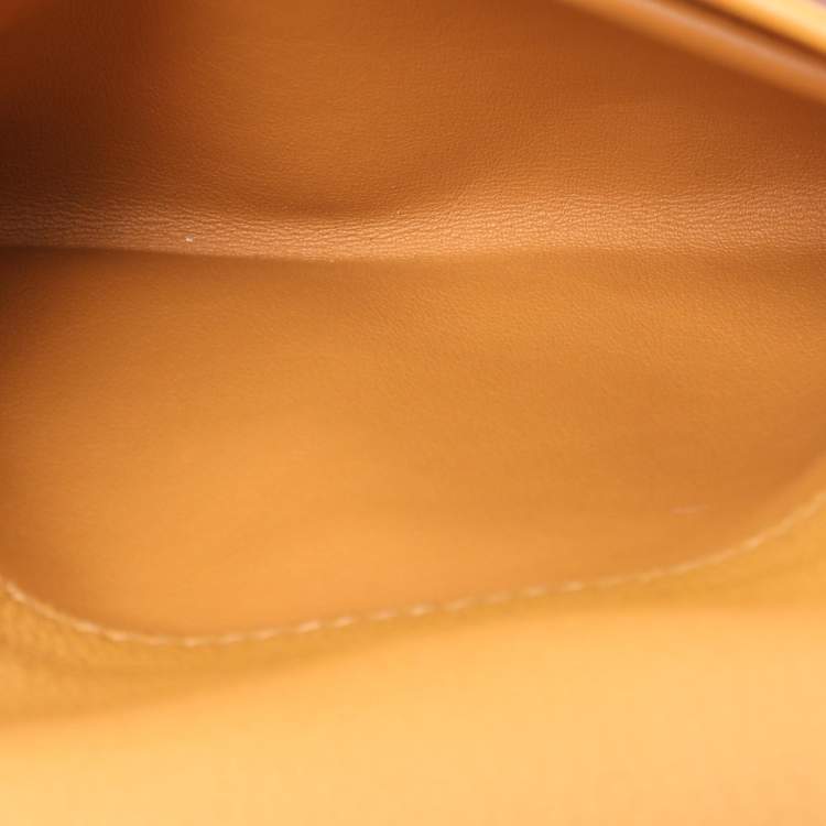 Pre Owned Hermes Jaune Ambre Togo and Swift Leather Gold Tone Finish 24/24 29 Bag