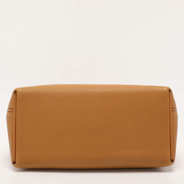 Pre Owned Hermes Jaune Ambre Togo and Swift Leather Gold Tone Finish 24/24 29 Bag