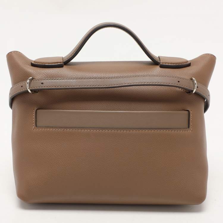Pre Owned Hermes Etoupe Swift Leather Silver Finish 24/24 21 Bag 