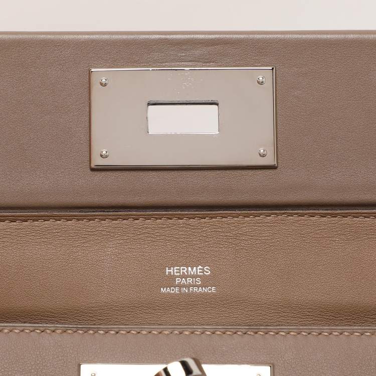 Pre Owned Hermes Etoupe Swift Leather Silver Finish 24/24 21 Bag 