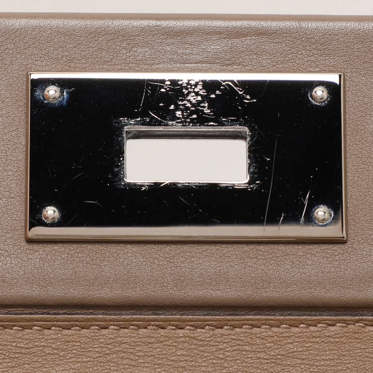 Pre Owned Hermes Etoupe Swift Leather Silver Finish 24/24 21 Bag 