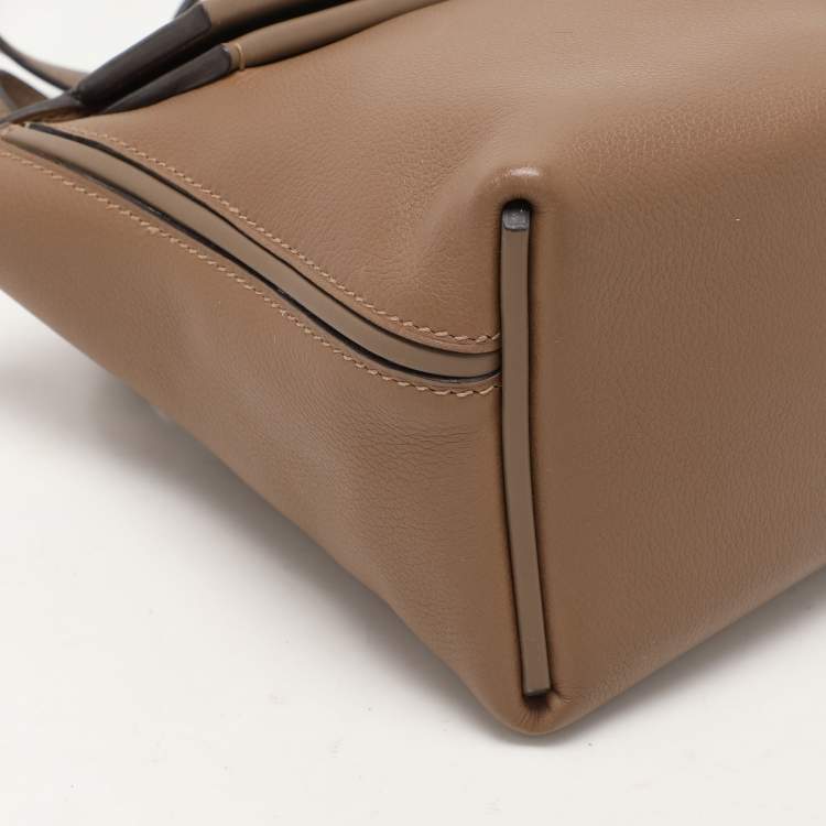 Pre Owned Hermes Etoupe Swift Leather Silver Finish 24/24 21 Bag 