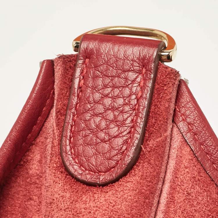 Pre Owned Hermes Rouge Casaque Taurillon Clemence Leather Evelyne II PM Bag
