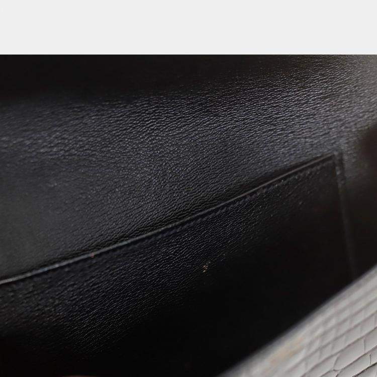 Pre Owned Hermes Shiny Alligator So Black Medor Clutch