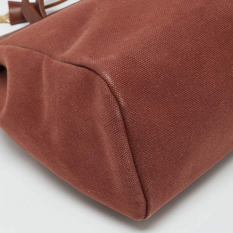 Pre Owned Hermes Rouge H Toile and Leather Herbag Zip 39 Bag