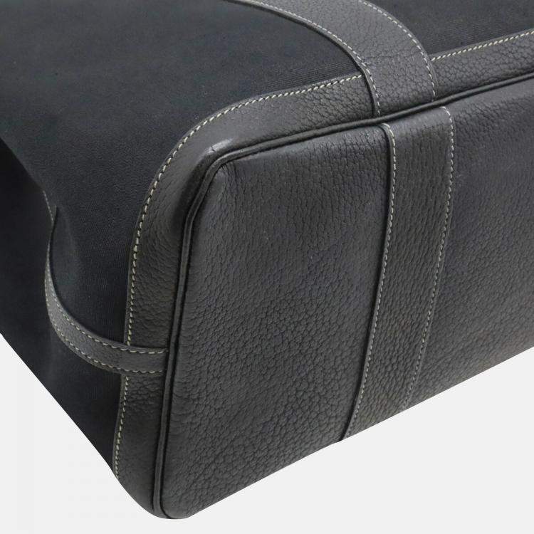 Pre Owned Hermes Black Canvas Leather Garden Party Pm Tote Bag