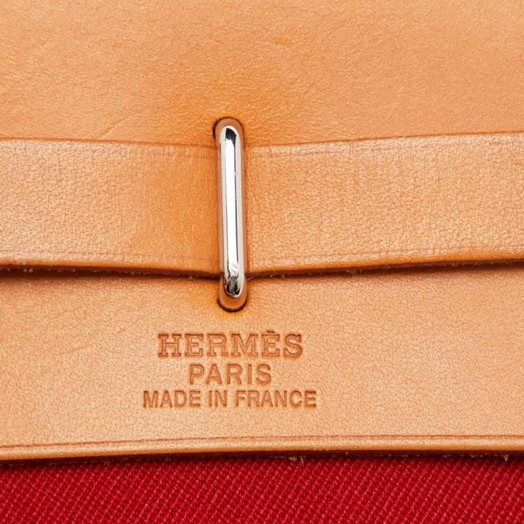 Pre Owned Hermes Rouge Imperial/Natural Canvas and Leather 2-in-1 Herbag TPM Bag