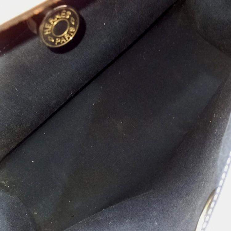 Pre Owned Hermes Blue Brown Fabric and Leather NEW ZIP Erbag Small Bag