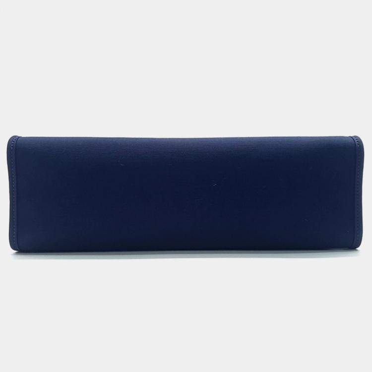 Pre Owned Hermes Blue Brown Fabric and Leather NEW ZIP Erbag Small Bag