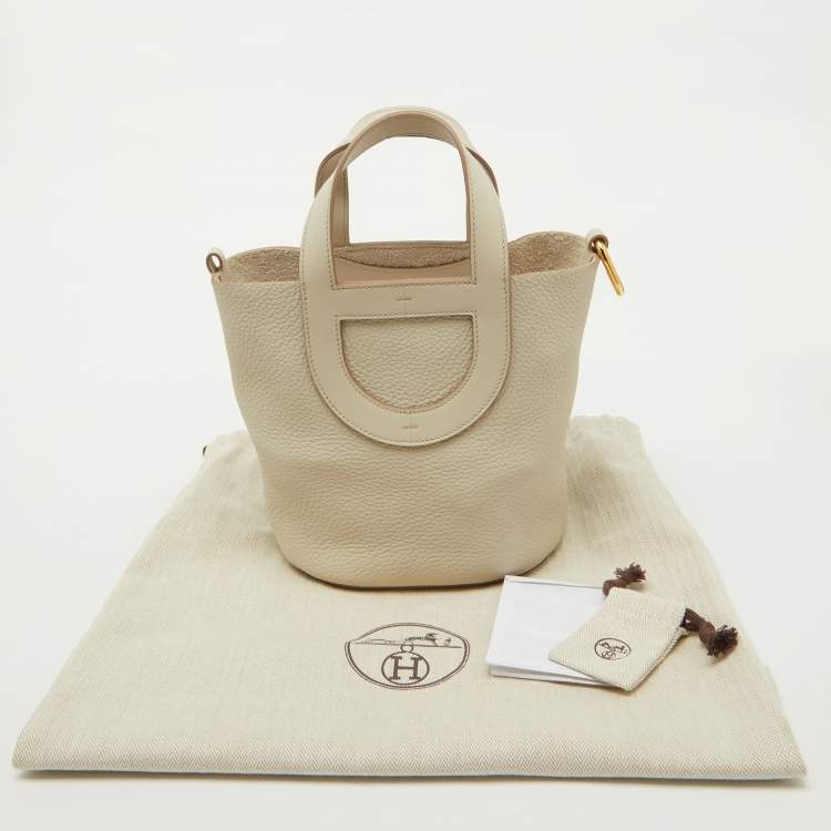 Pre Owned Hermes Beton Taurillon Clemence and Swift Leather In The Loop 18 Bag