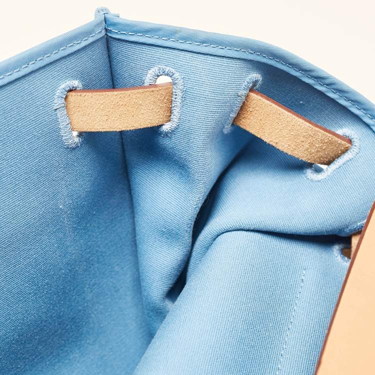 Pre Owned Hermes Bleu Azur/Natural Toile and Vache Hunter Herbag Zip 39 Bag